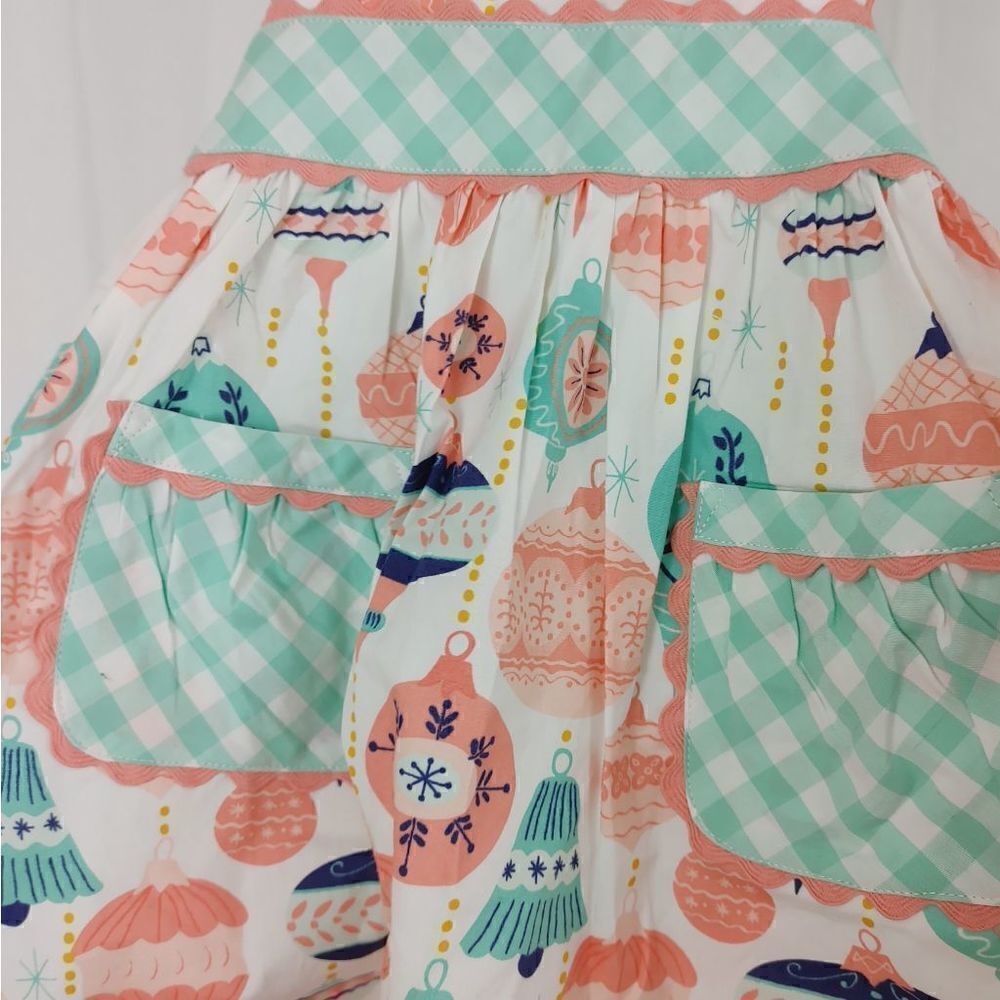 Nwt Serendipity Shrimp & Grits Ornament Christmas Halter Apron Dress Girls Size — image 5 of 7
